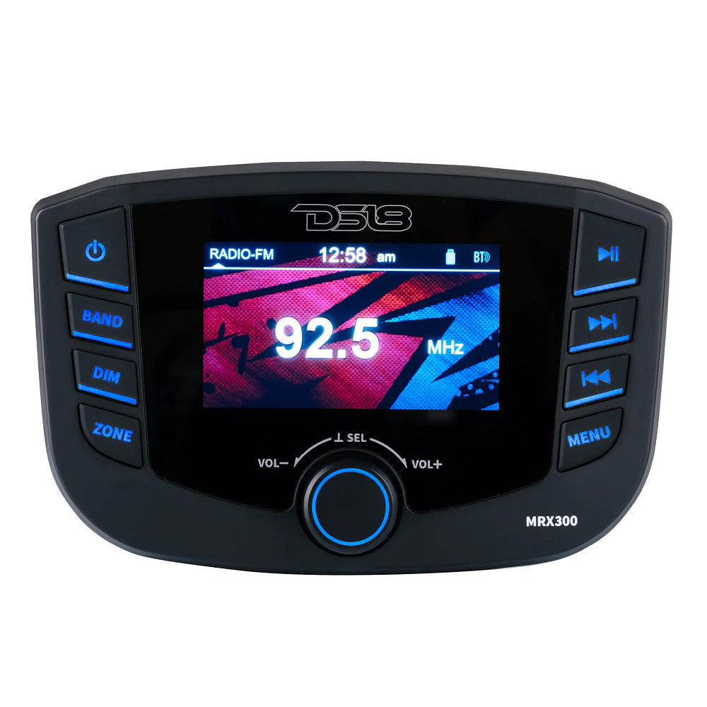 DS18 Marine Headunit TFT Screen 3 Zones 4V Output Bluetooth RDS 4x50 Watts MRX300