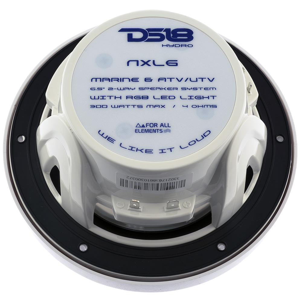 DS18 HYDRO 65 2Way Marine Speakers wRGB LED Lights 300W White NXL6