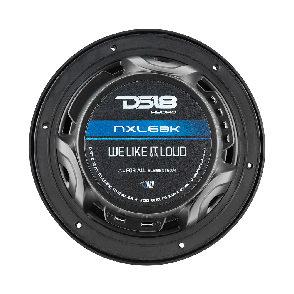 DS18 HYDRO 65 2Way Marine Speakers wRBG LED Lights 300W Matte Black NXL6BK