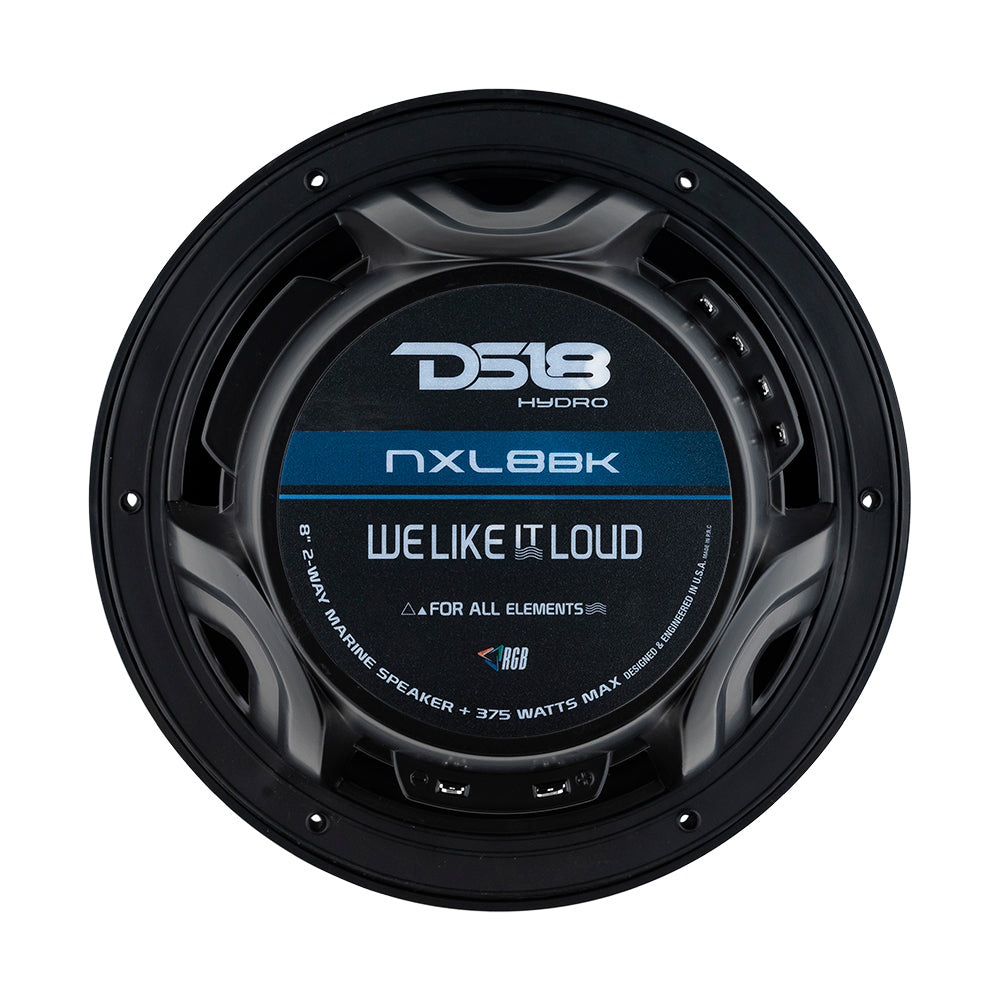 DS18 HYDRO 8 2Way Marine Speakers wRGB LED Lights 375W Matte Black NXL8BK