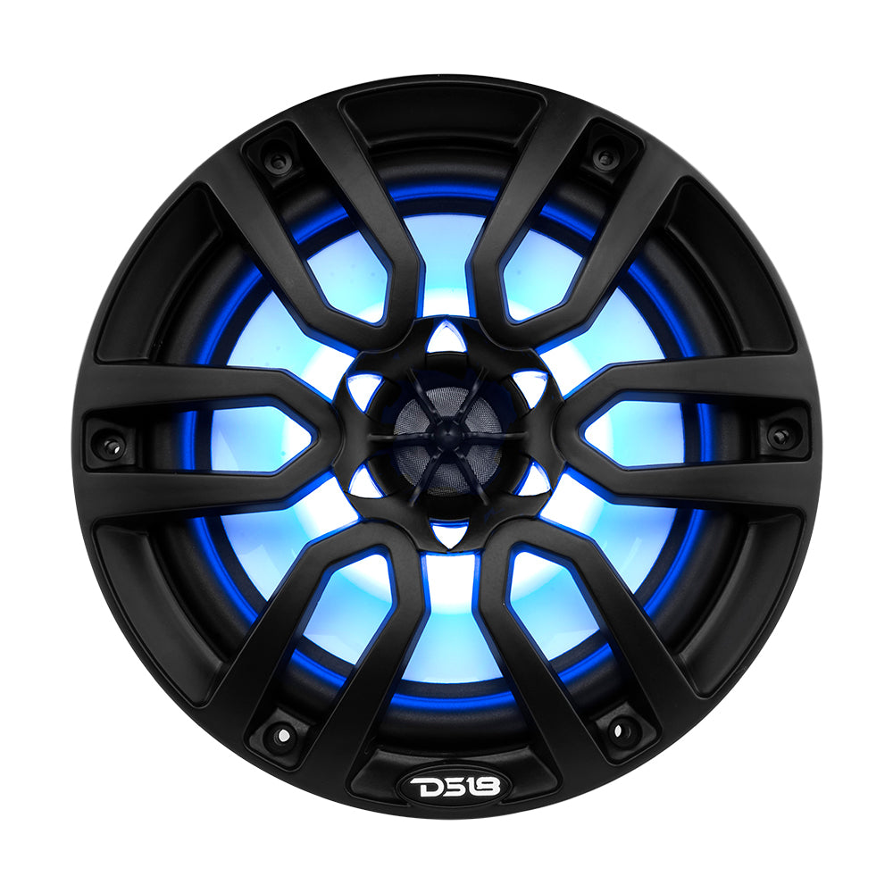 DS18 HYDRO 8 2Way Marine Speakers wRGB LED Lights 375W Matte Black NXL8BK