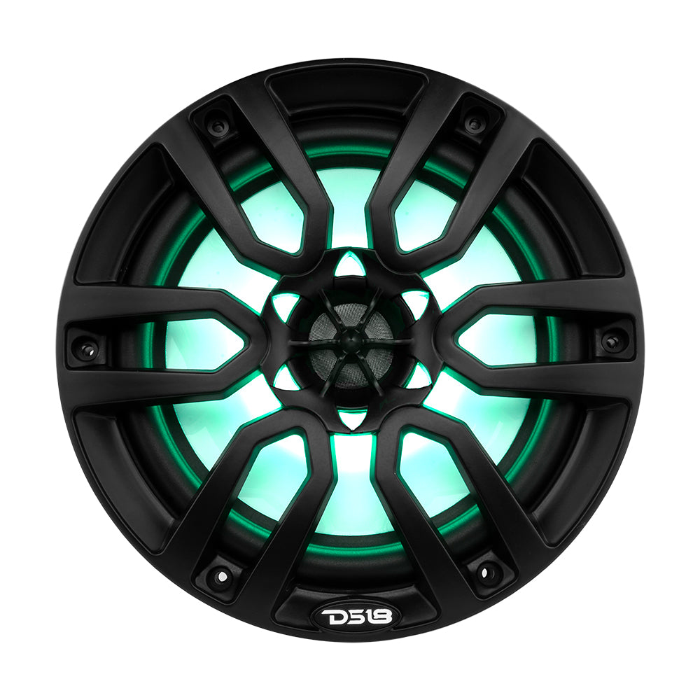 DS18 HYDRO 8 2Way Marine Speakers wRGB LED Lights 375W Matte Black NXL8BK