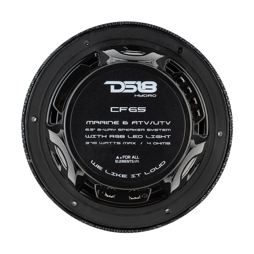 DS18 HYDRO 65 2Way Marine Speakers wRGB LED Lights 300W Black Carbon Fiber CF65