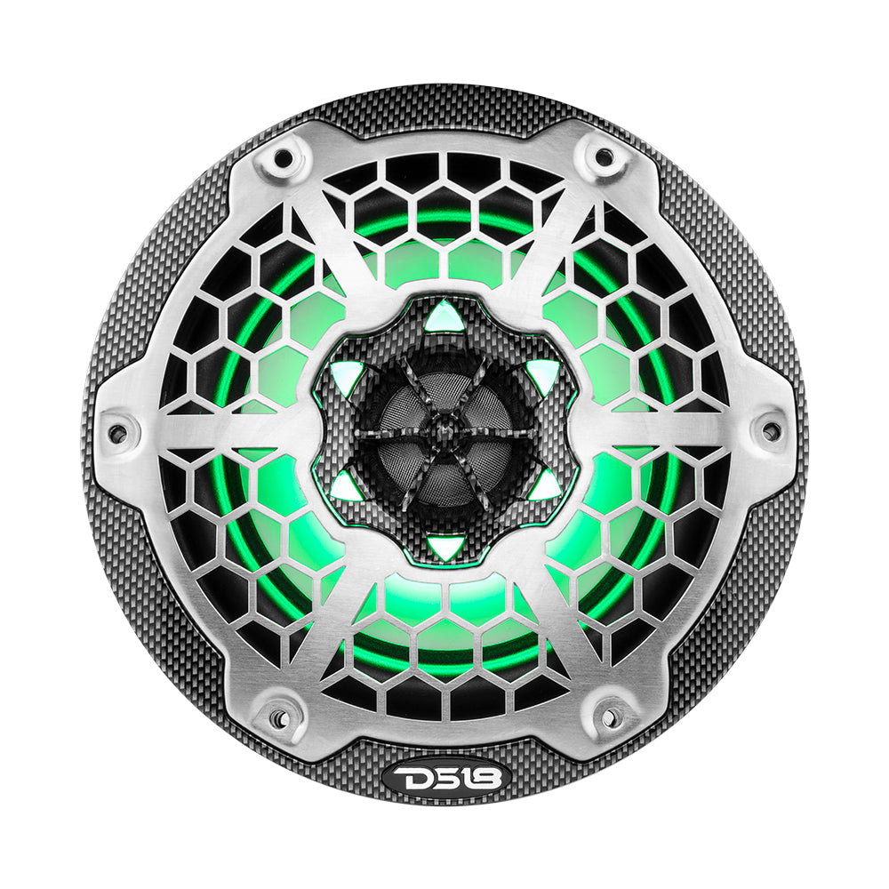 DS18 HYDRO 65 2Way Marine Speakers wRGB LED Lights 300W Black Carbon Fiber CF65