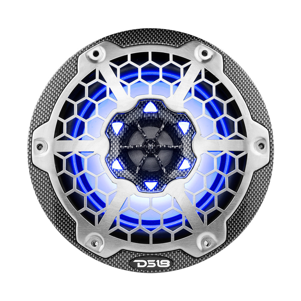 DS18 HYDRO 65 2Way Marine Speakers wRGB LED Lights 300W Black Carbon Fiber CF65