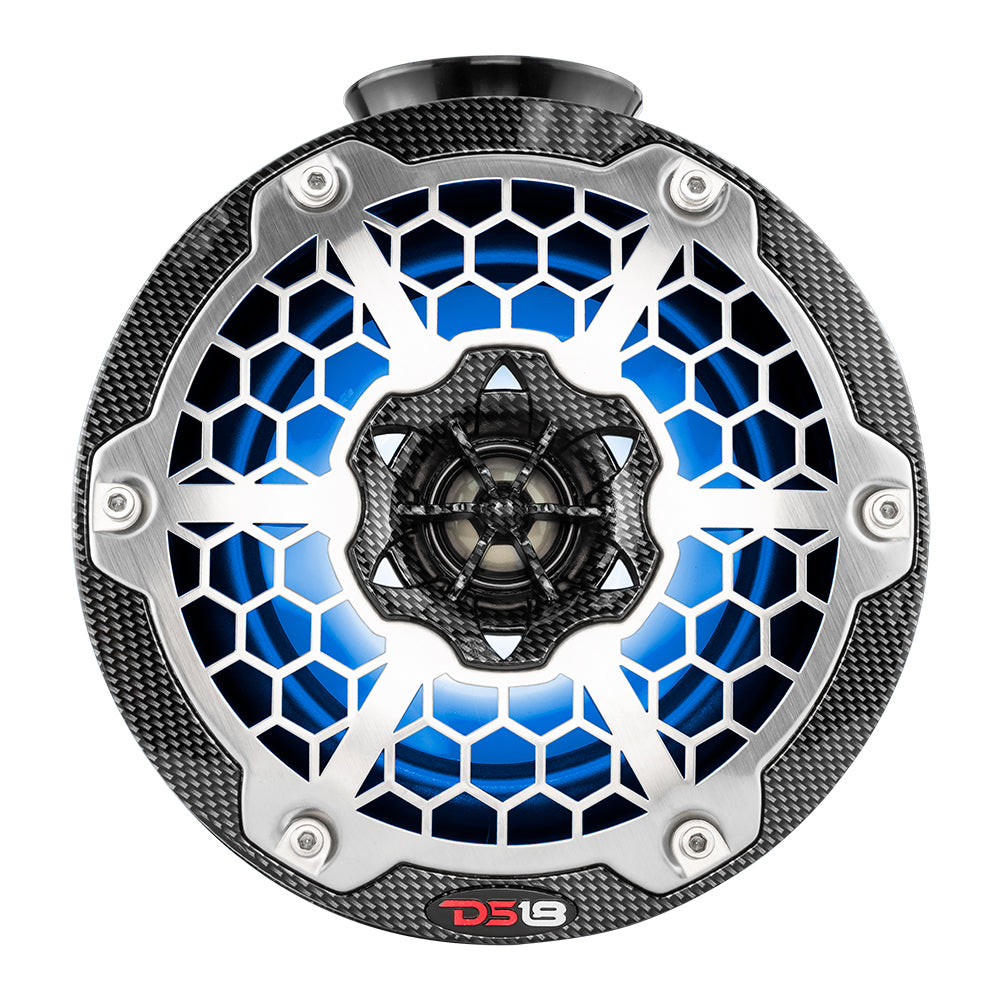 DS18 HYDRO 65 Compact Wakeboard Pod Tower Speaker wRGB LED Lights 375W Black Carbon Fiber CFPS6