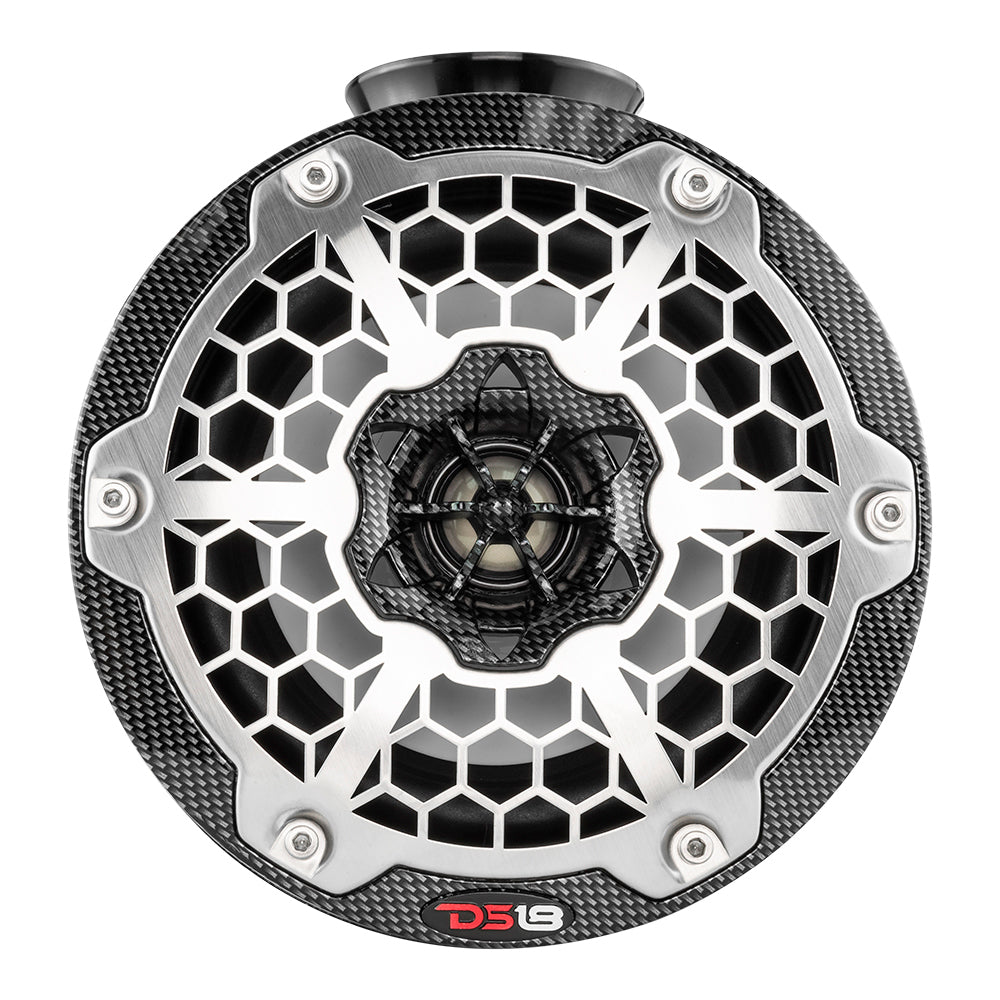 DS18 HYDRO 65 Compact Wakeboard Pod Tower Speaker wRGB LED Lights 375W Black Carbon Fiber CFPS6