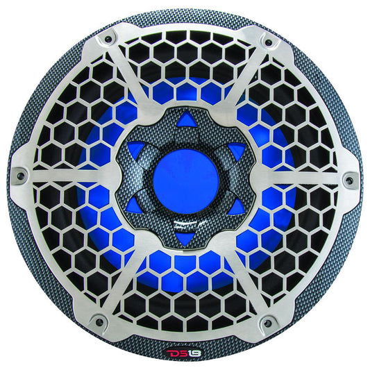 DS18 HYDRO 10 Subwoofer wRGB Lights 600W Carbon Fiber CF10SUB