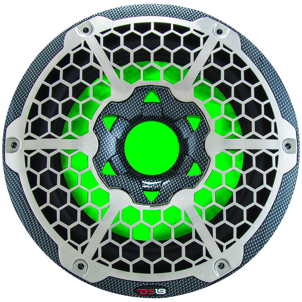 DS18 HYDRO 10 Subwoofer wRGB Lights 600W Carbon Fiber CF10SUB