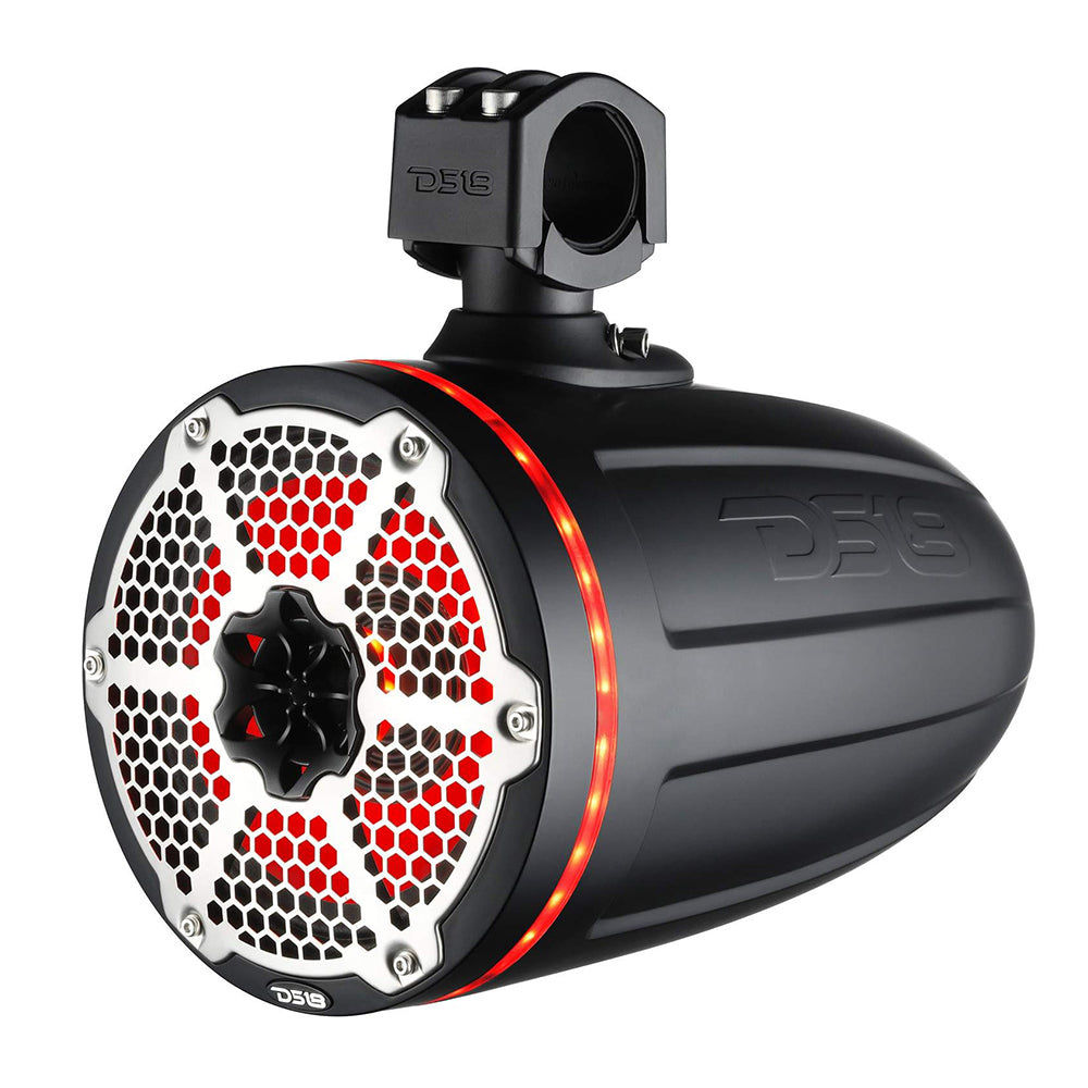 DS18 8 Neodymium Marine Towers wBuiltin Passive Radiator 1 Driver RGB LED Light Black NXLX8TPNEOBK
