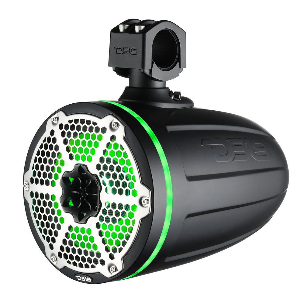 DS18 8 Neodymium Marine Towers wBuiltin Passive Radiator 1 Driver RGB LED Light Black NXLX8TPNEOBK