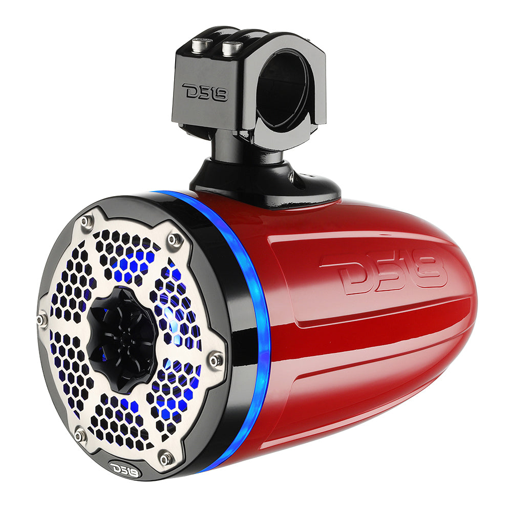 DS18 65 Neodymium Marine Towers wBuiltin Passive Radiator 1 Driver RGB LED Light 450 Watts Pair Red NXLX6TPNEORD