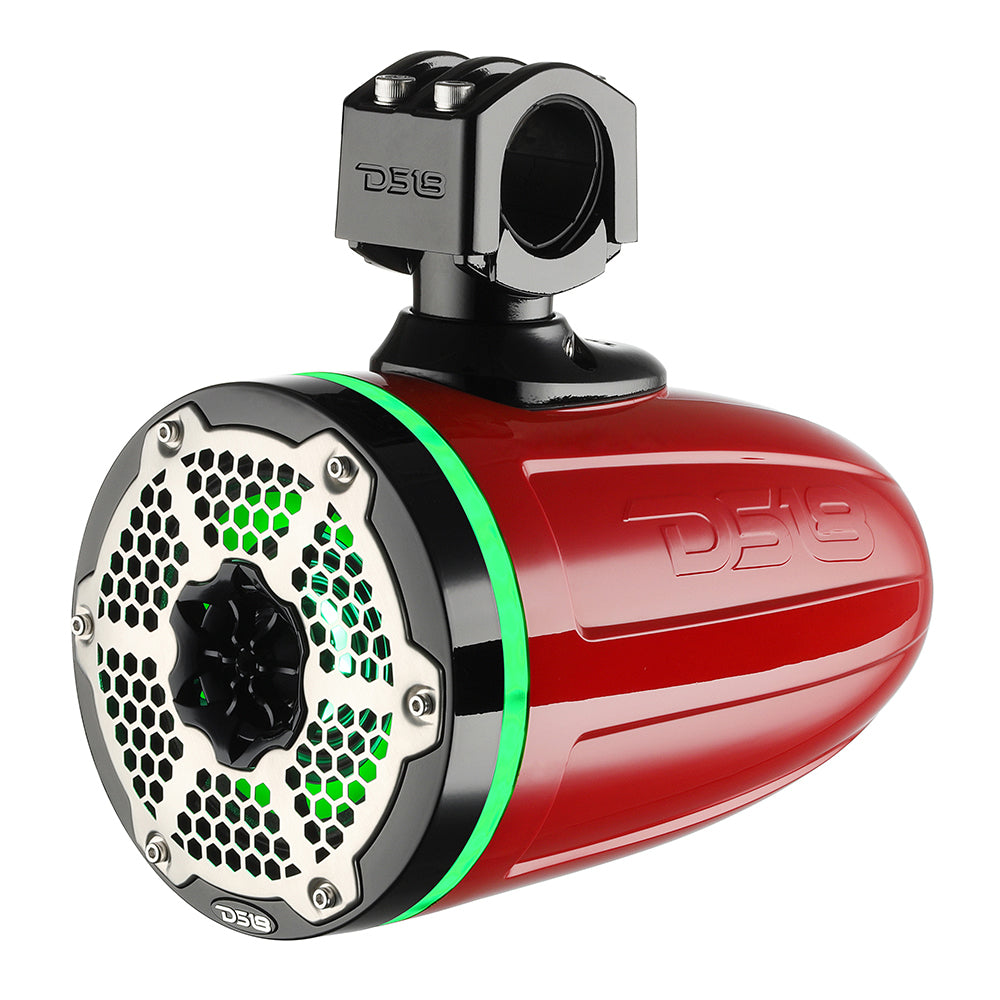 DS18 65 Neodymium Marine Towers wBuiltin Passive Radiator 1 Driver RGB LED Light 450 Watts Pair Red NXLX6TPNEORD