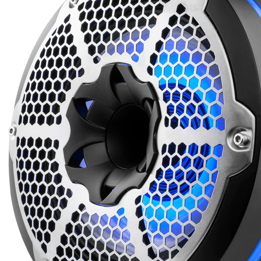 DS18 HYDRO 10 Neodymium Marine Towers wBuiltIn Passive Radiator 1 Driver RGB LED Lights 900W Black NXLX10TPNEOBK