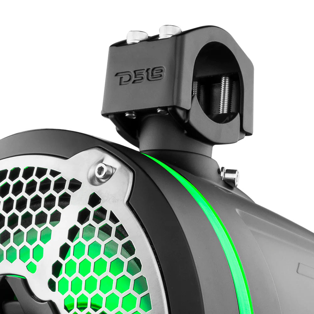 DS18 HYDRO 10 Neodymium Marine Towers wBuiltIn Passive Radiator 1 Driver RGB LED Lights 900W Black NXLX10TPNEOBK
