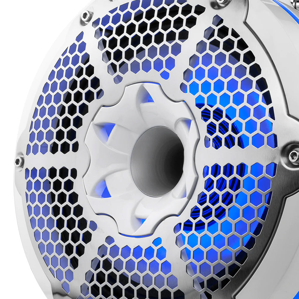 DS18 HYDRO 10 Neodymium Marine Towers wBuiltIn Passive Radiator 1 Driver RGB LED Lights 900W White NXLX10TPNEOWH
