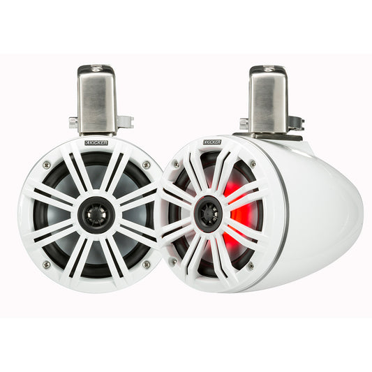KICKER KMTC65 65 LED Coaxial Tower System  White wWhite Grille 45KMTC65W