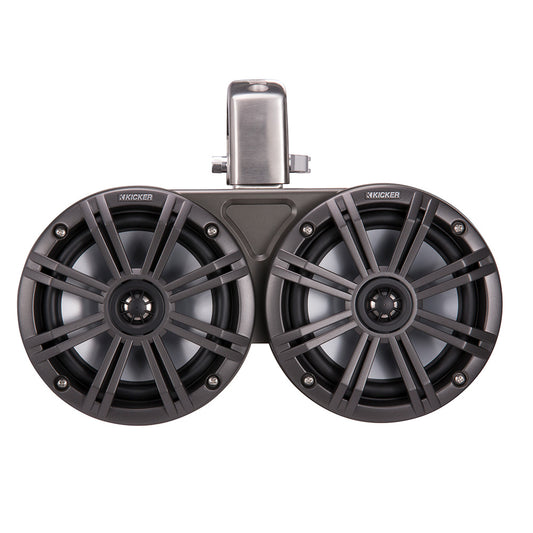 KICKER KMTC65 65 LED Coaxial Dual Tower System  Black wCharcoal Grille 45KMTDC65