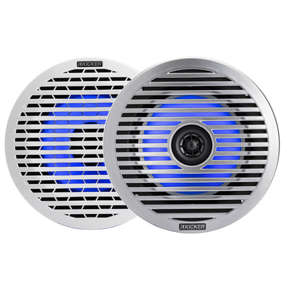 KICKER KM614FL 65 Low Profile Coaxial Marine Speakers wRGB Lighting  4Ohm White 51KM614FL