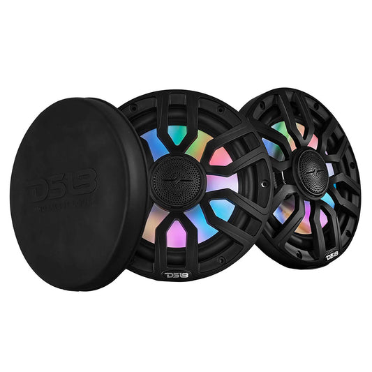DS18 8 2Way Coaxial Marine Speakers wDigital LED Lights  Bullet Tweeter  Black  175W 4Ohm NXLIQ8BK