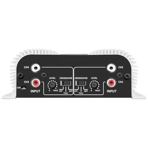 Taramps TS 400x4 400 watts RMS 4 Channels Full Range Car Audio Amplifier, 2 Bridged Channels, RCA Input Class D, Output Power, Multichannel Amplifier System, Small - TS400X4