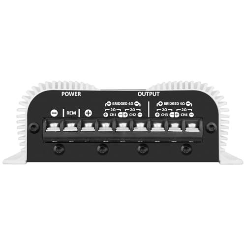 Taramps TS 400x4 400 watts RMS 4 Channels Full Range Car Audio Amplifier, 2 Bridged Channels, RCA Input Class D, Output Power, Multichannel Amplifier System, Small - TS400X4