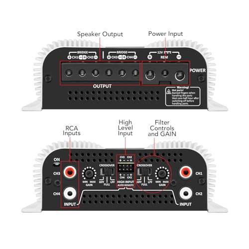 Taramps DS 440x4 2 Ohms Multichannel Amplifier 440 Watts Rms 110x4 Watts Full Range Crossover Fixed Rca/High Level Input 4 Channels Car Audio, Class D