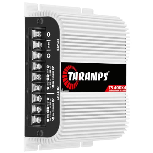 Taramps TS 400x4 400 watts RMS 4 Channels Full Range Car Audio Amplifier, 2 Bridged Channels, RCA Input Class D, Output Power, Multichannel Amplifier System, Small - TS400X4