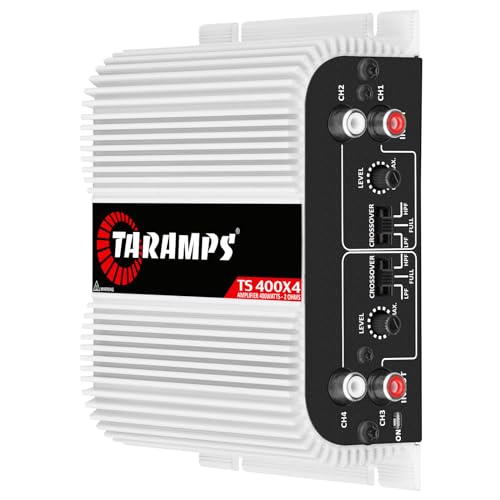 Taramps TS 400x4 400 watts RMS 4 Channels Full Range Car Audio Amplifier, 2 Bridged Channels, RCA Input Class D, Output Power, Multichannel Amplifier System, Small - TS400X4