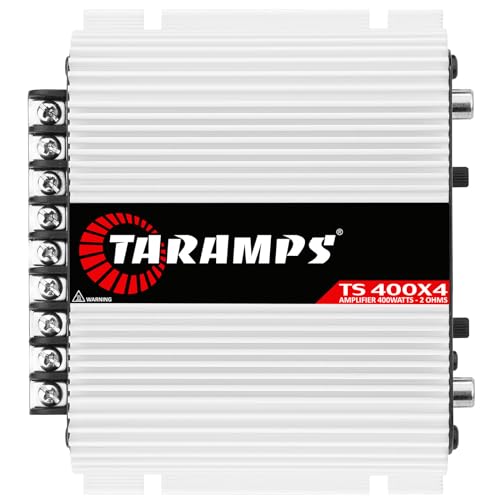 Taramps TS 400x4 400 watts RMS 4 Channels Full Range Car Audio Amplifier, 2 Bridged Channels, RCA Input Class D, Output Power, Multichannel Amplifier System, Small - TS400X4