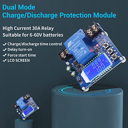 Low Voltage Disconnect, Icstation DC 6V-60V Low Voltage Cutoff with LCD Display 30A Low Voltage Protector Disconnect Switch Module Charging Discharging Protection Board for Lead Acid Lithium Battery