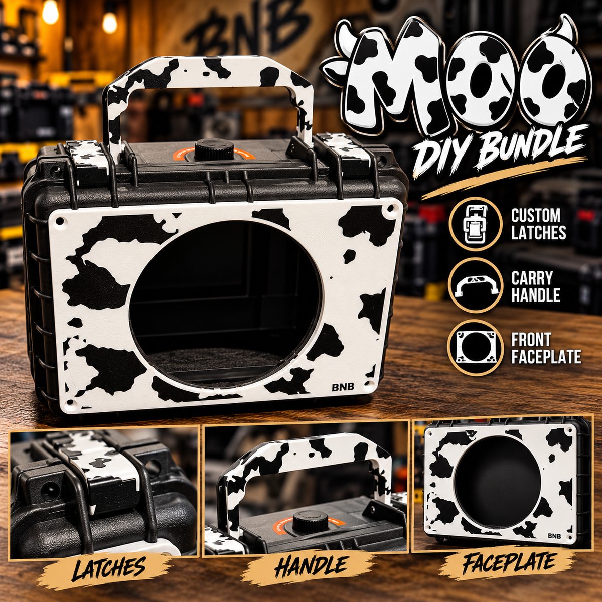 🐄 MOO DIY Bundle – Cow Print Faceplate, Handle & Latch Covers