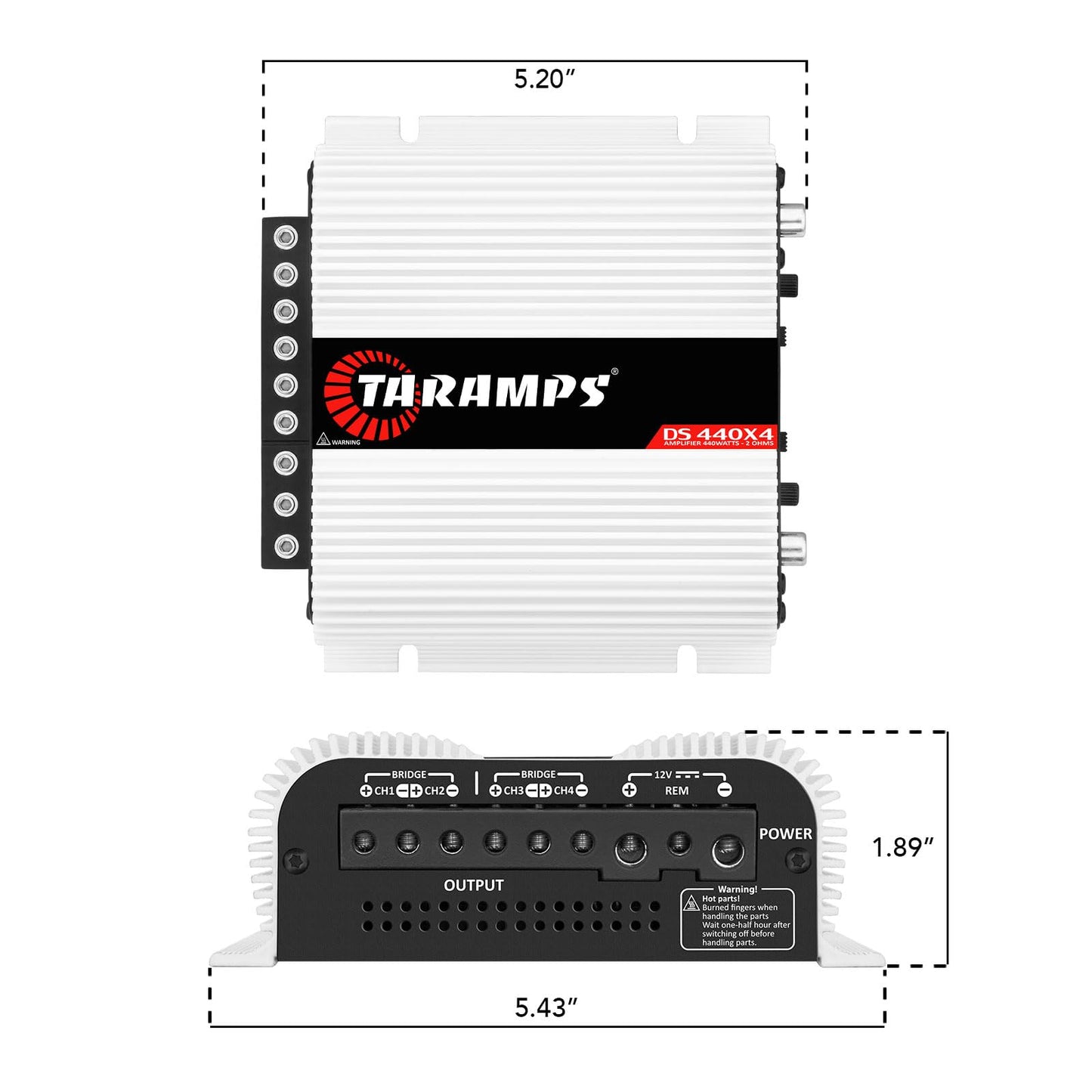 Taramps DS 440x4 2 Ohms Multichannel Amplifier 440 Watts Rms 110x4 Watts Full Range Crossover Fixed Rca/High Level Input 4 Channels Car Audio, Class D