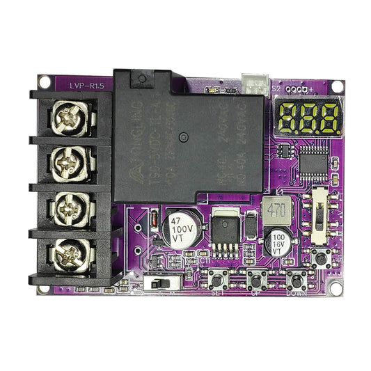 Low Voltage Disconnect and Charging Discharging Protection 2 IN 1 40A DC 5V-60V Low Voltage Cutoff with LCD Display Low Voltage Protector Disconnect Switch Module Charging Discharging Protection Board