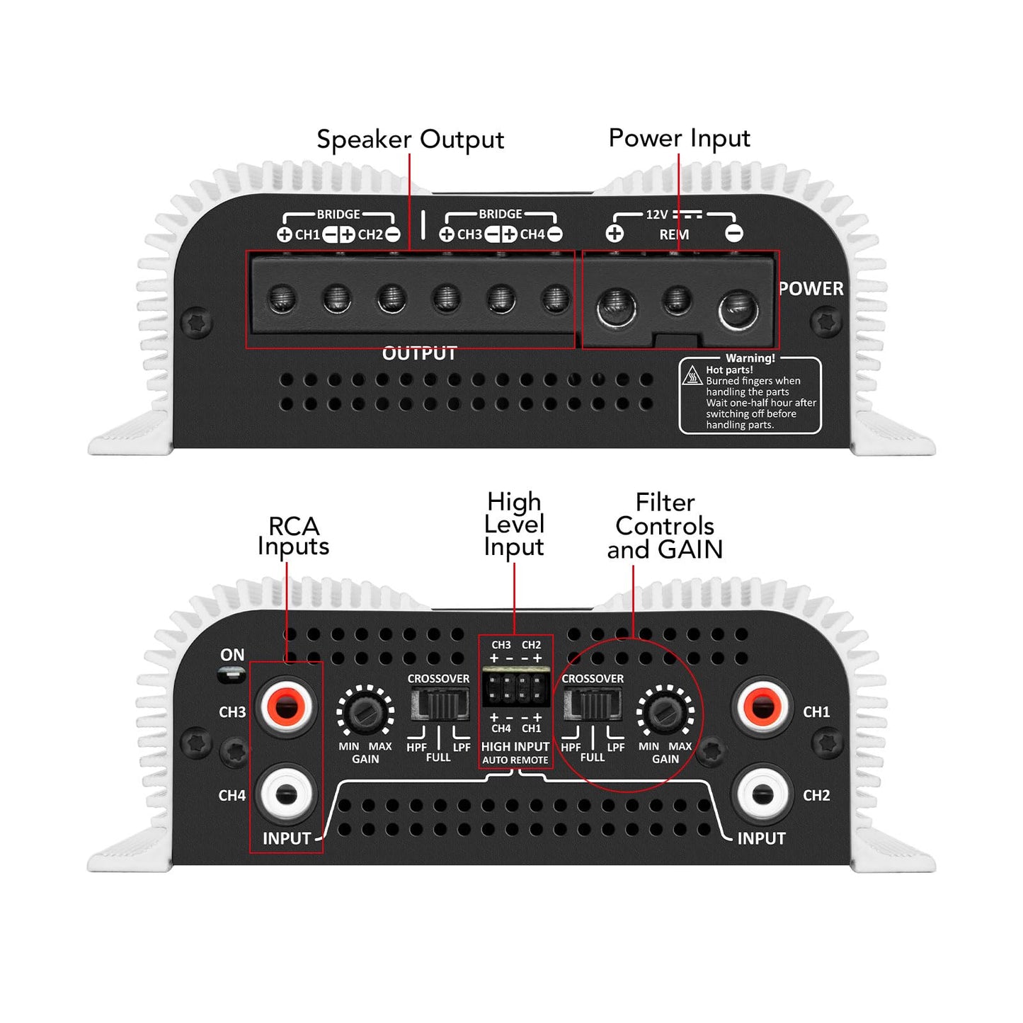 Taramps DS 440x4 2 Ohms Multichannel Amplifier 440 Watts Rms 110x4 Watts Full Range Crossover Fixed Rca/High Level Input 4 Channels Car Audio, Class D