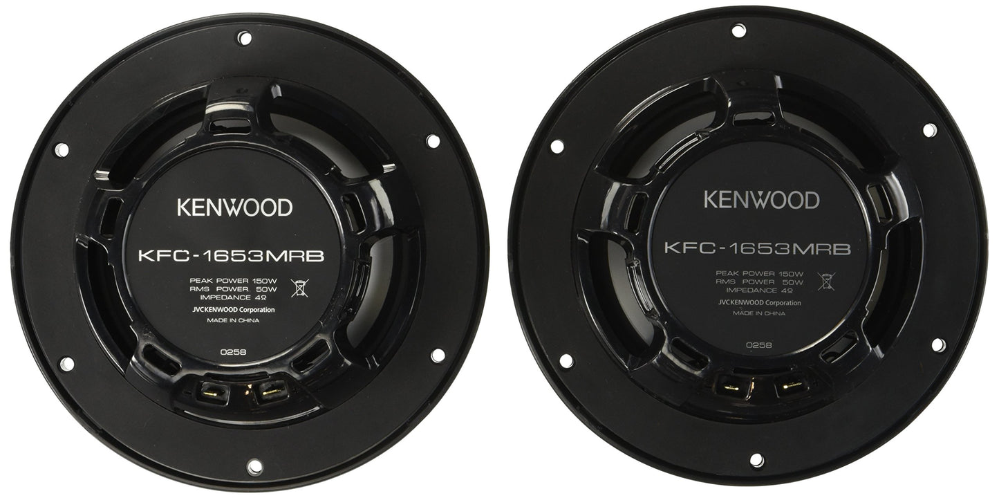 Kenwood KFC-1653MRB 6.5" Black Marine 2 Way Speakers 150 Watts