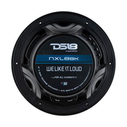 DS18 HYDRO 8 2Way Marine Speakers wRGB LED Lights 375W  Matte Black NXL8BK
