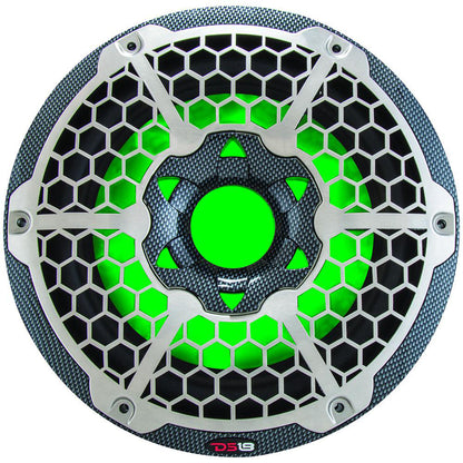 DS18 HYDRO 10 Subwoofer wRGB Lights  600W  Carbon Fiber CF10SUB