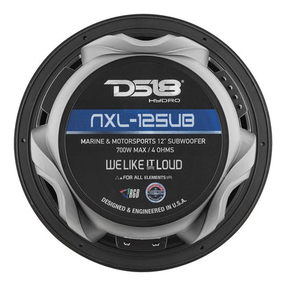 DS18 HYDRO 12 Subwoofer wRGB Lights  700W  Matte Black NXL12SUBBK