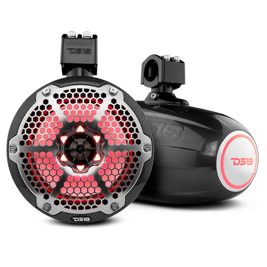 DS18 X Series HYDRO 8 Wakeboard Pod Tower Speaker wRGB LED Light  425W  Black Carbon Fiber CFX8TP