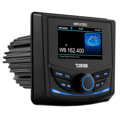 DS18 MRX150 2 Zone Marine  Powersports Head Unit w3 Color TFT Display  Bluetooth  4 x 40W MRX150