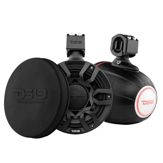 DS18 HYDRO 8 Marine Tower Speakers wRGB LED Lights  Pro Audio Loudspeakers  Black NXLX8PROBK