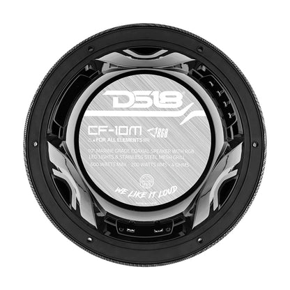 DS18 HYDRO 10 2Way Speakers wBullet Tweeter  Integrated RGB LED Lights  Carbon Fiber CF10M