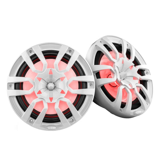 DS18 HYDRO 10 2Way Marine Speakers wBullet Tweeters  Integrated RGB LED Lights  White NXL10WH